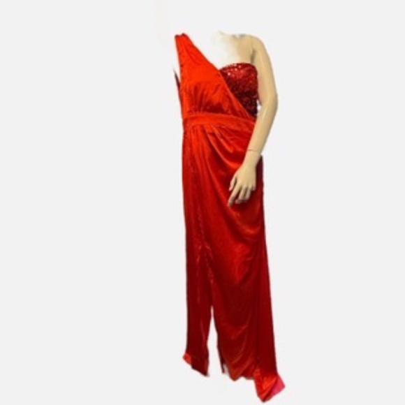 Chic Me Dresses & Skirts - Red sequin asymmetrical gown